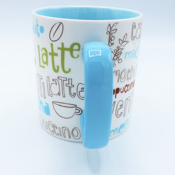 Starbucks 16oz. Mug Coffee Word Collage Blue & White - Picture 2 of 6